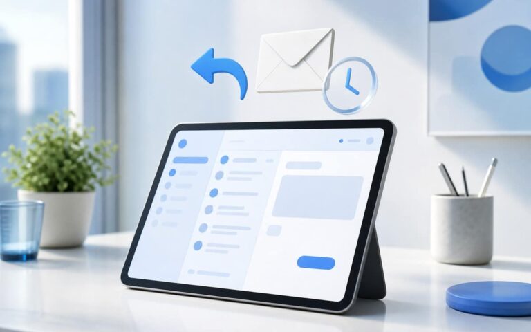 Interface mail abstraite avec enveloppe et symbole de rappel