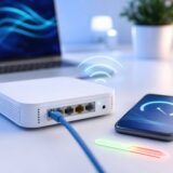 Box Internet avec câble Ethernet pour tester une connexion Internet
