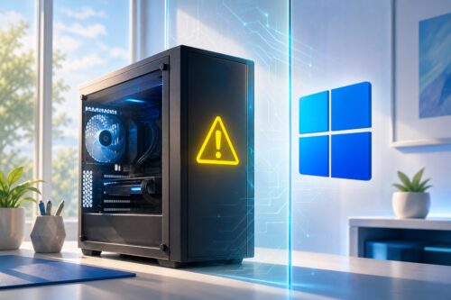 PC de bureau avec avertissement de compatibilité Windows 11