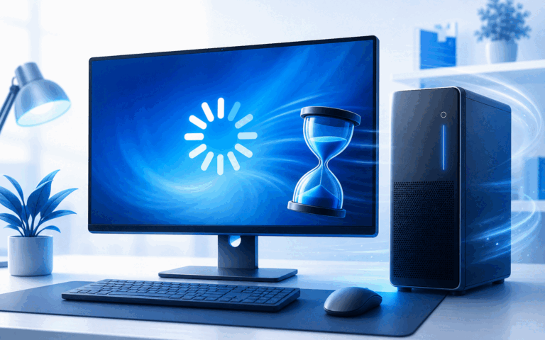 PC Windows 11 avec indicateur de chargement au démarrage