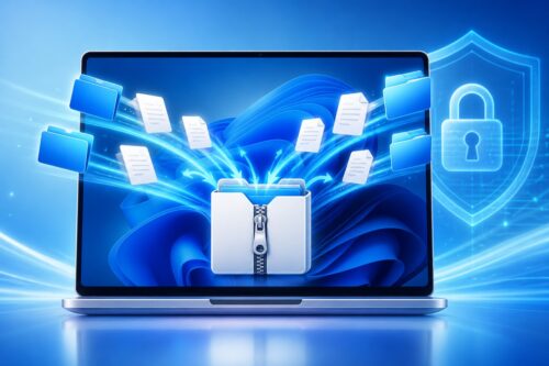 Illustration 7-Zip sur Windows 11 avec icône d archive et chiffrement