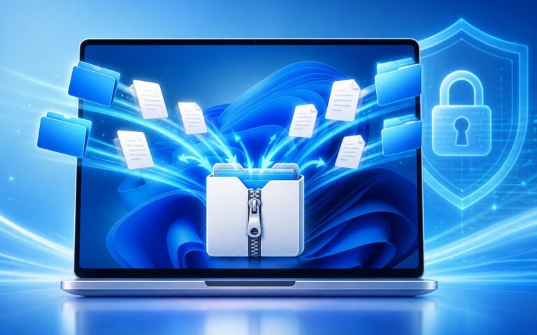 Illustration 7-Zip sur Windows 11 avec icône d archive et chiffrement
