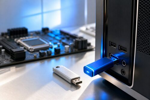 Clé USB préparée pour installer Windows 11 avec Rufus