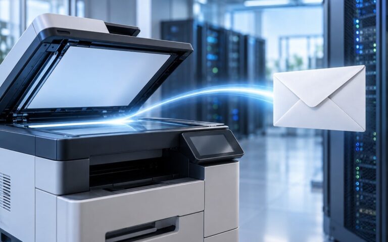 Imprimante multifonction envoyant un e-mail via SMTP