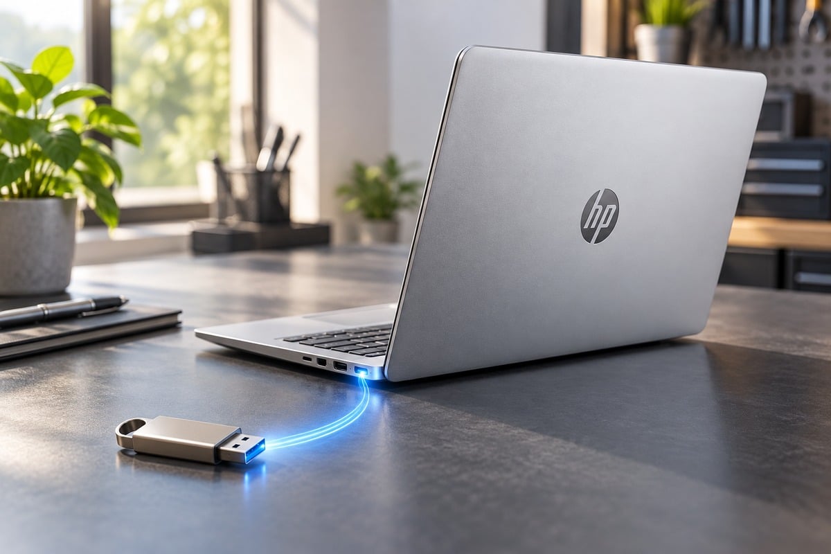 PC portable HP et clé USB pour HP Cloud Recovery