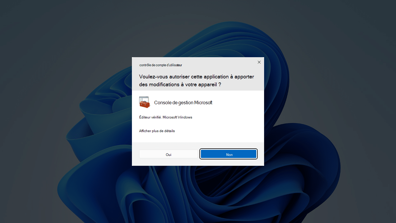 Invite UAC Windows demandant l’autorisation d’apporter des modifications