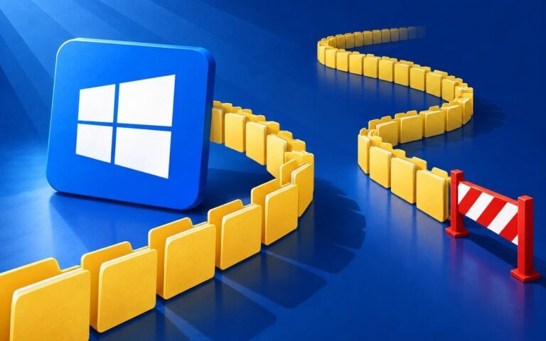 Long chemin de dossiers Windows bloqué par une barrière rouge