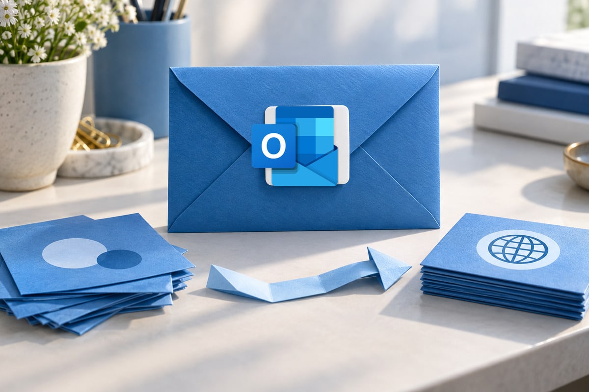 Enveloppe Outlook avec cartes de langue triées